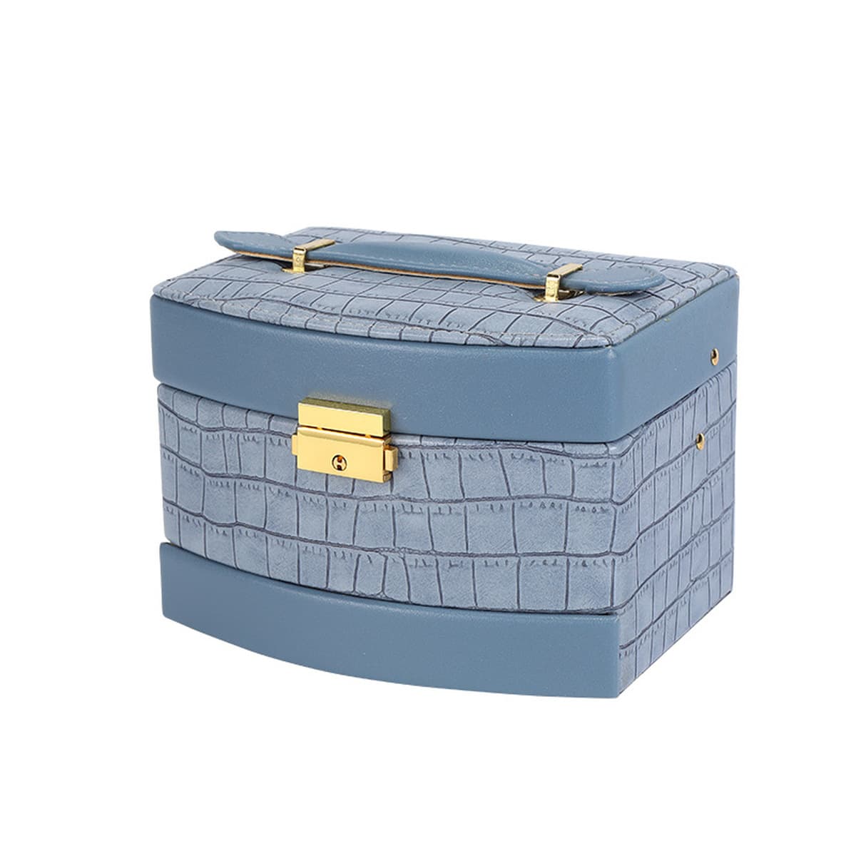 Новая многослойная шкатулка с крокодиловым узором из искусственной кожи трехслойная шкатулка для драгоценностей серьги...