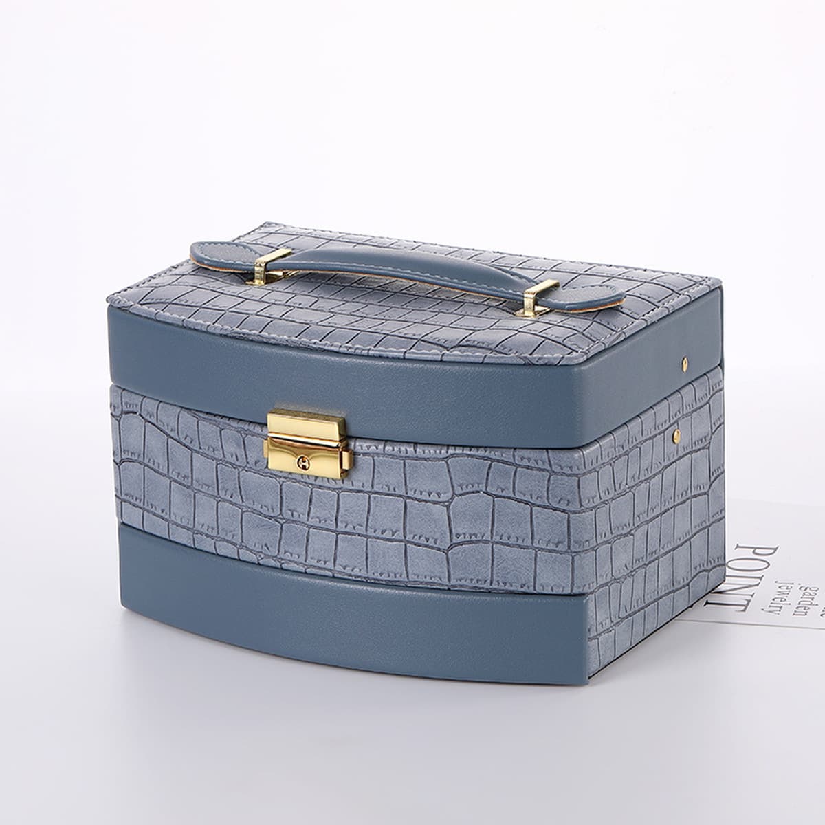Новая многослойная шкатулка с крокодиловым узором из искусственной кожи трехслойная шкатулка для драгоценностей серьги...