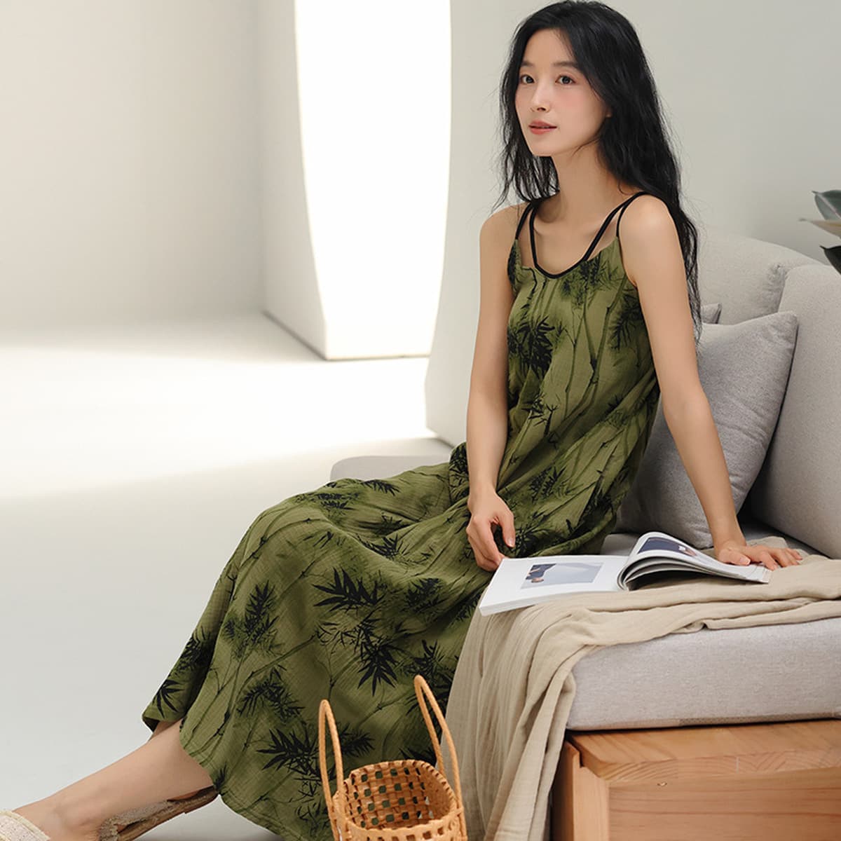 Ночная рубашка-бретелька для женщин с подушечками для груди, женский летний двухслойный марлевый жилет из чистого хлопка,...