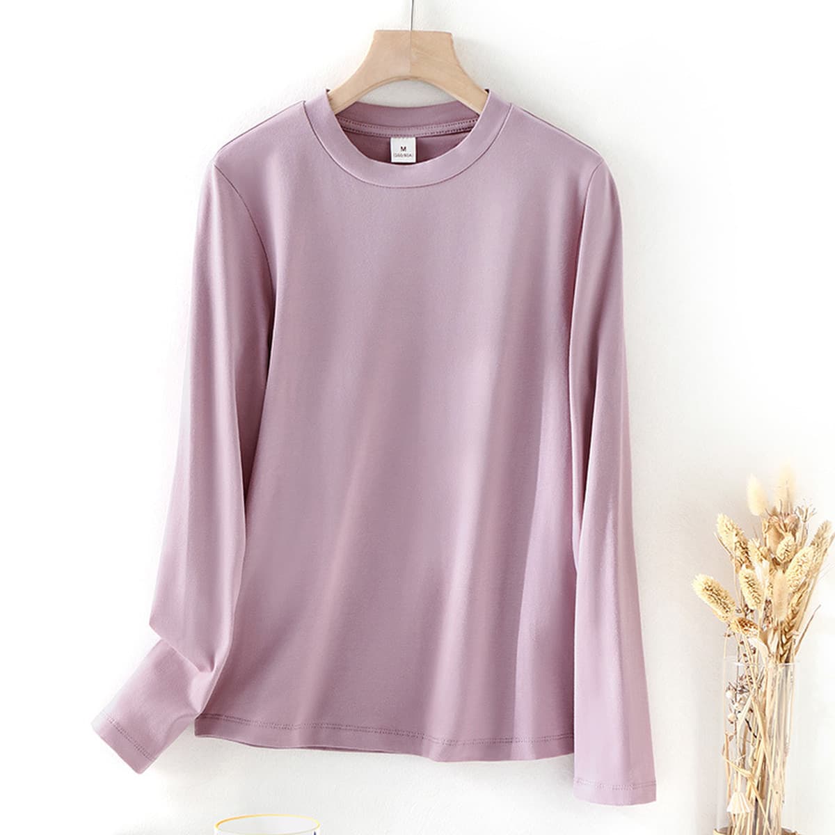 Футболка с длинными рукавами из хлопка женская тонкая внутренняя нижняя рубашка