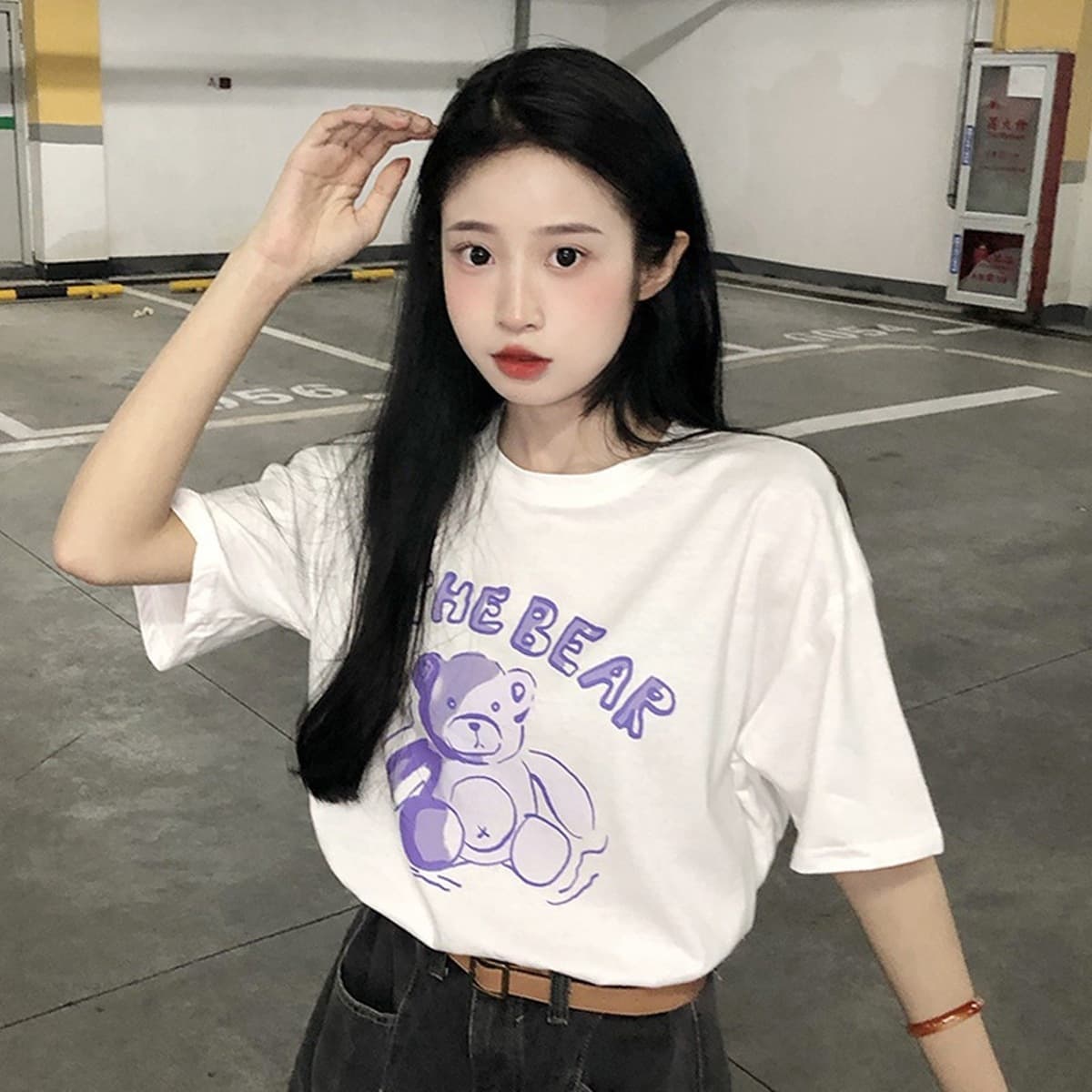 Популярная рекомендация по дропшиппингу: женская футболка из чистого хлопка с короткими рукавами и принтом, круглый вырез,...