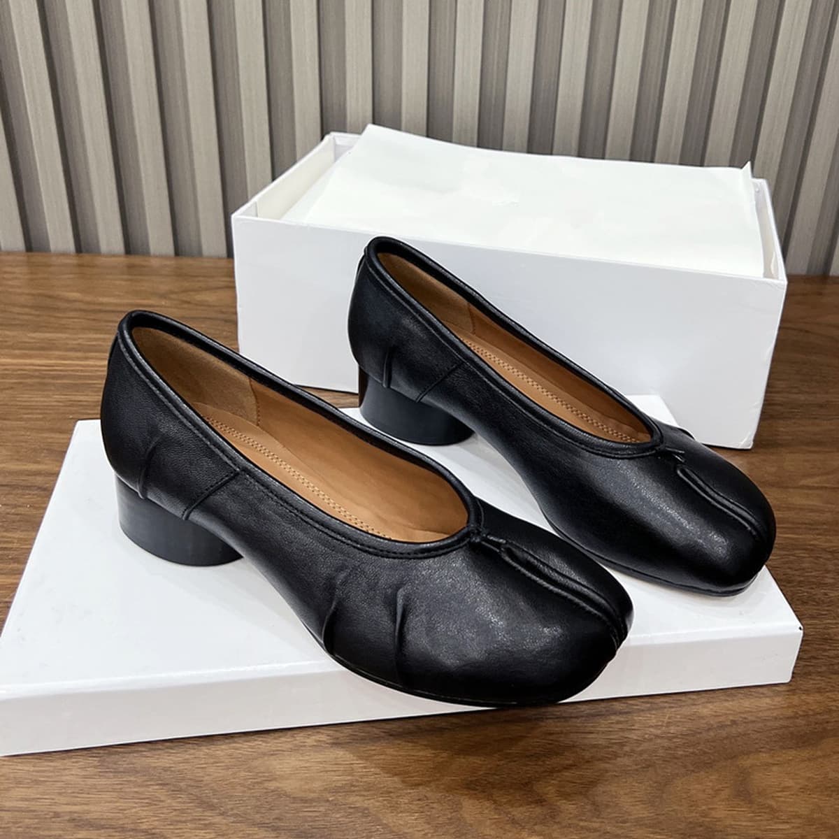 Гуанчжоу, высокая версия, прямые продажи с фабрики, женские туфли на среднем каблуке с раздельным носком, балетки из...