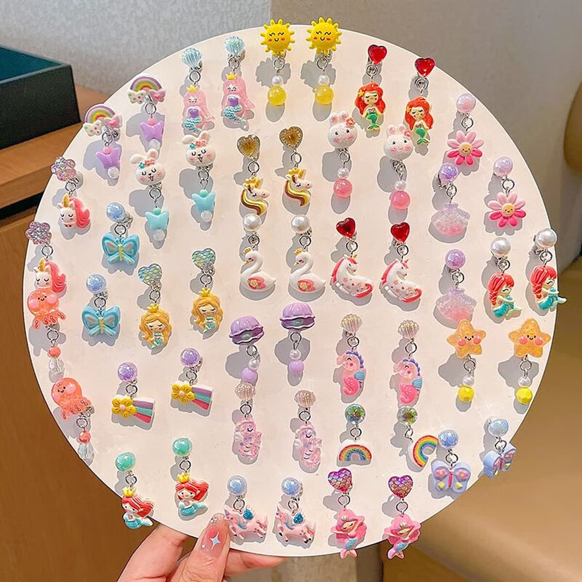 Детские прозрачные цветочные зажимы для ушей 2025 новые аксессуары для девочек без пирсинга украшения для ушей детские...