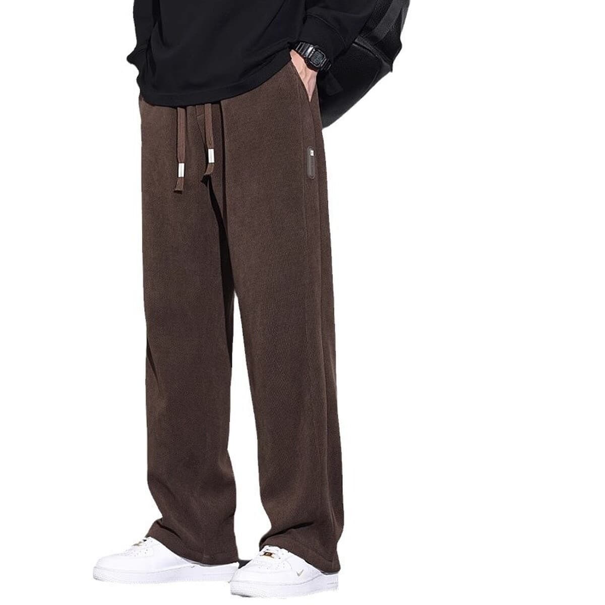 Вельветовые брюки для мужчин осенью и зимой плюшевые толстые и высокие зимние брюки с широкими ногами свободные прямые брюки