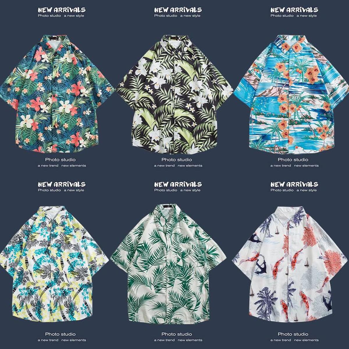 Рубашка с короткими рукавами и цветочным принтом, островной Хайнань, пляжный гонконгский стиль, стиль Sanya Xiawei, тайская...