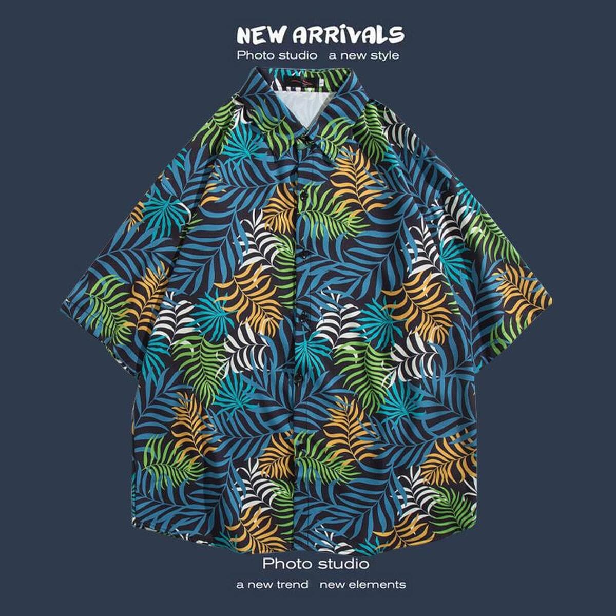 Рубашка с короткими рукавами и цветочным принтом, островной Хайнань, пляжный гонконгский стиль, стиль Sanya Xiawei, тайская...