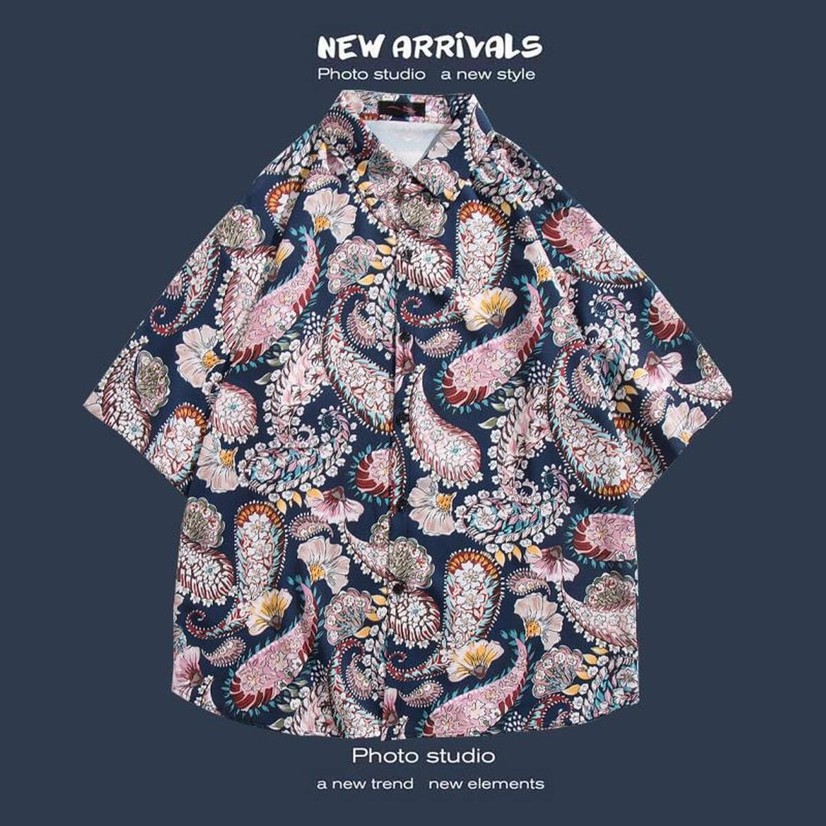 Рубашка с короткими рукавами и цветочным принтом, островной Хайнань, пляжный гонконгский стиль, стиль Sanya Xiawei, тайская...