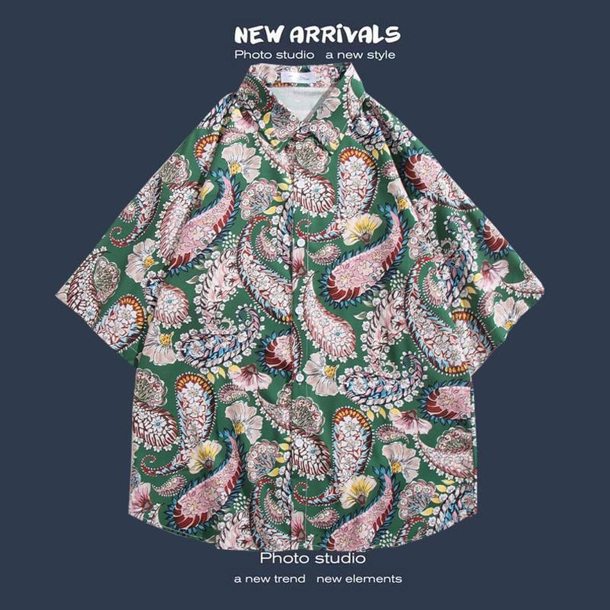 Рубашка с короткими рукавами и цветочным принтом, островной Хайнань, пляжный гонконгский стиль, стиль Sanya Xiawei, тайская...