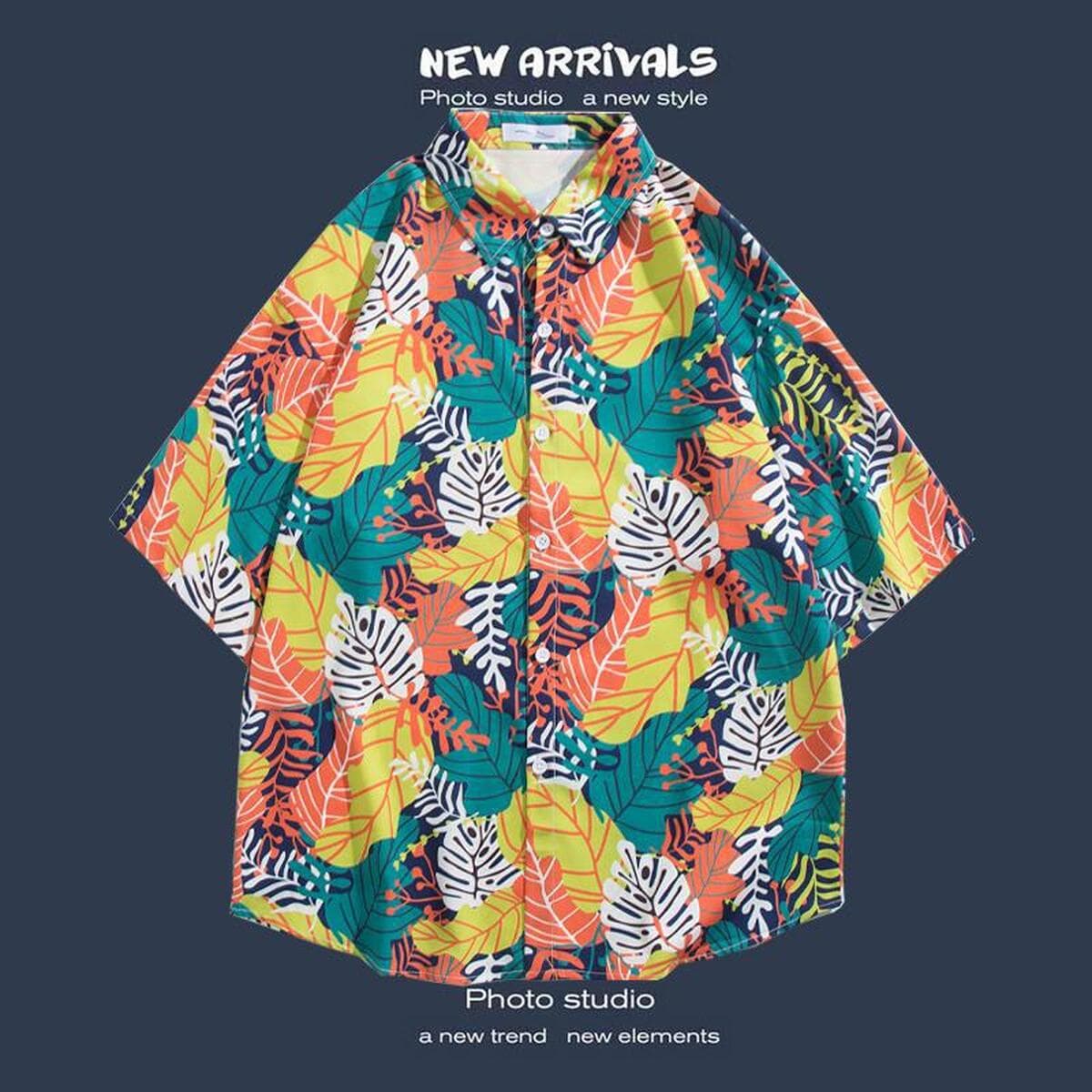 Рубашка с короткими рукавами и цветочным принтом, островной Хайнань, пляжный гонконгский стиль, стиль Sanya Xiawei, тайская...