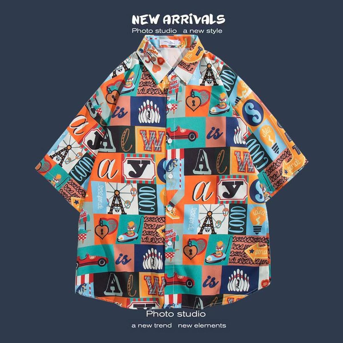 Рубашка с короткими рукавами и цветочным принтом, островной Хайнань, пляжный гонконгский стиль, стиль Sanya Xiawei, тайская...