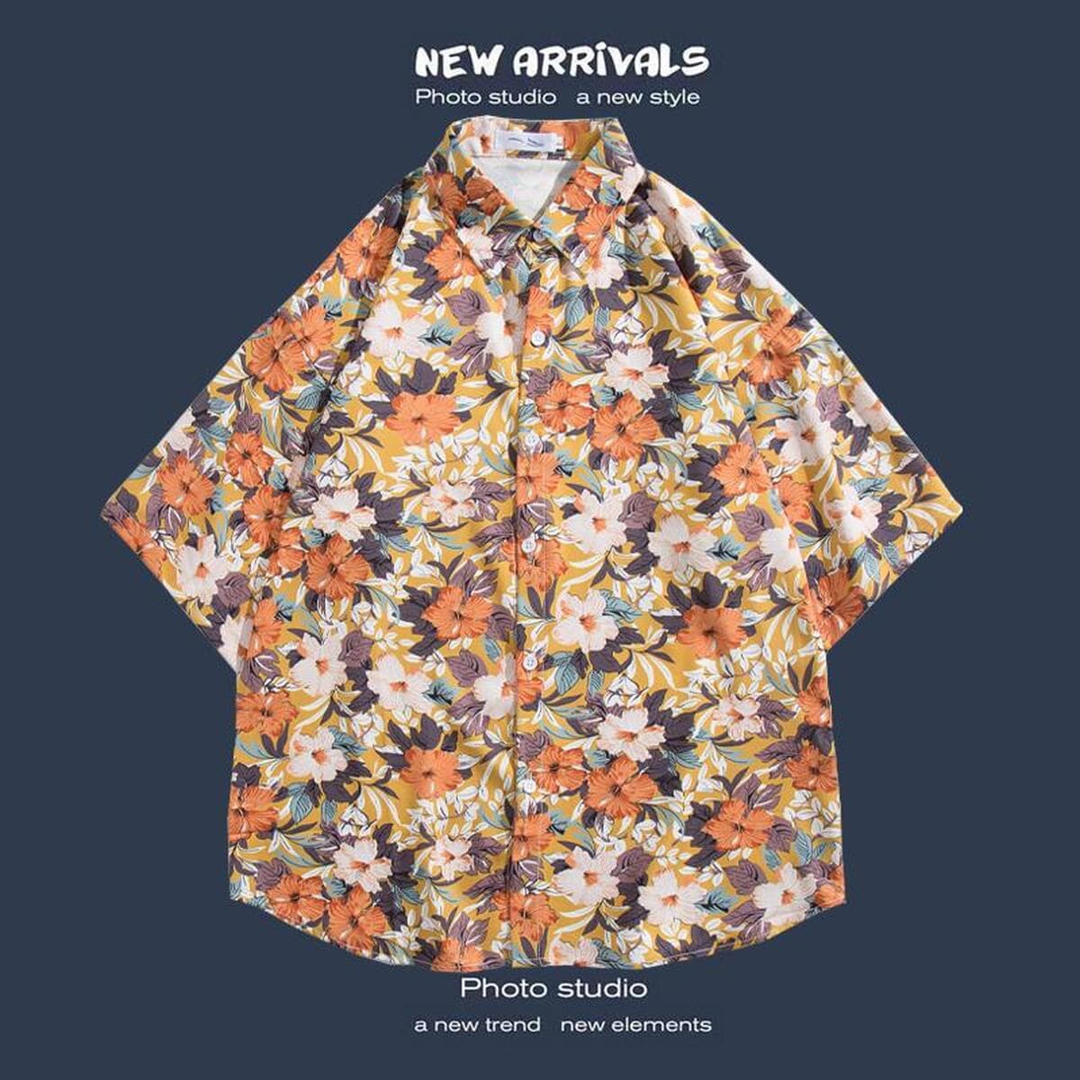 Рубашка с короткими рукавами и цветочным принтом, островной Хайнань, пляжный гонконгский стиль, стиль Sanya Xiawei, тайская...