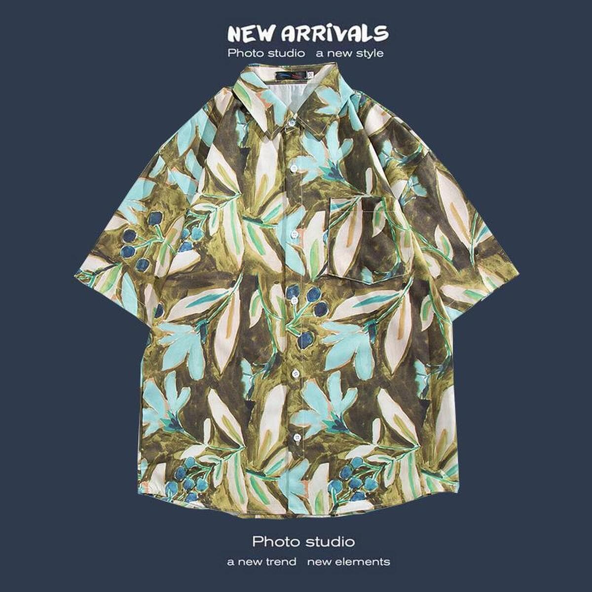 Рубашка с короткими рукавами и цветочным принтом, островной Хайнань, пляжный гонконгский стиль, стиль Sanya Xiawei, тайская...