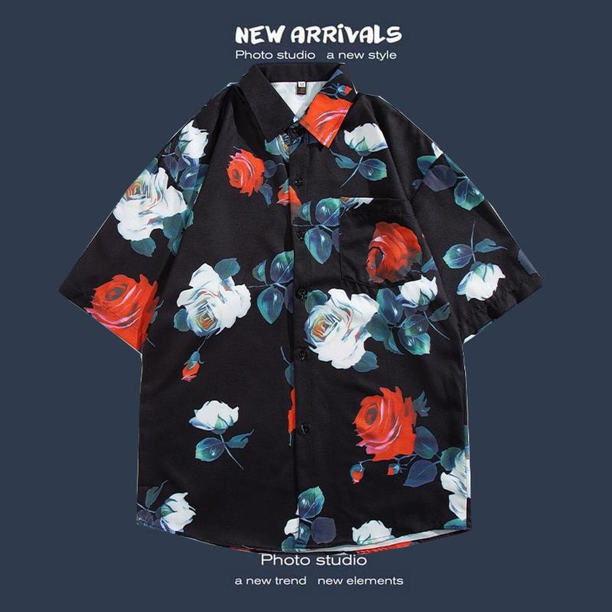 Рубашка с короткими рукавами и цветочным принтом, островной Хайнань, пляжный гонконгский стиль, стиль Sanya Xiawei, тайская...