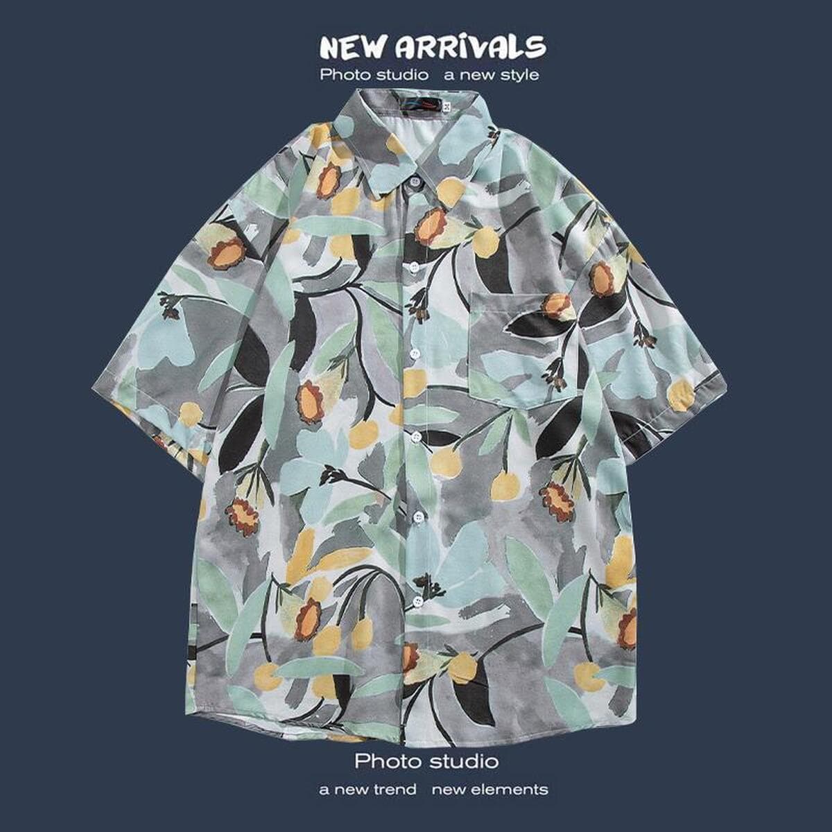 Рубашка с короткими рукавами и цветочным принтом, островной Хайнань, пляжный гонконгский стиль, стиль Sanya Xiawei, тайская...