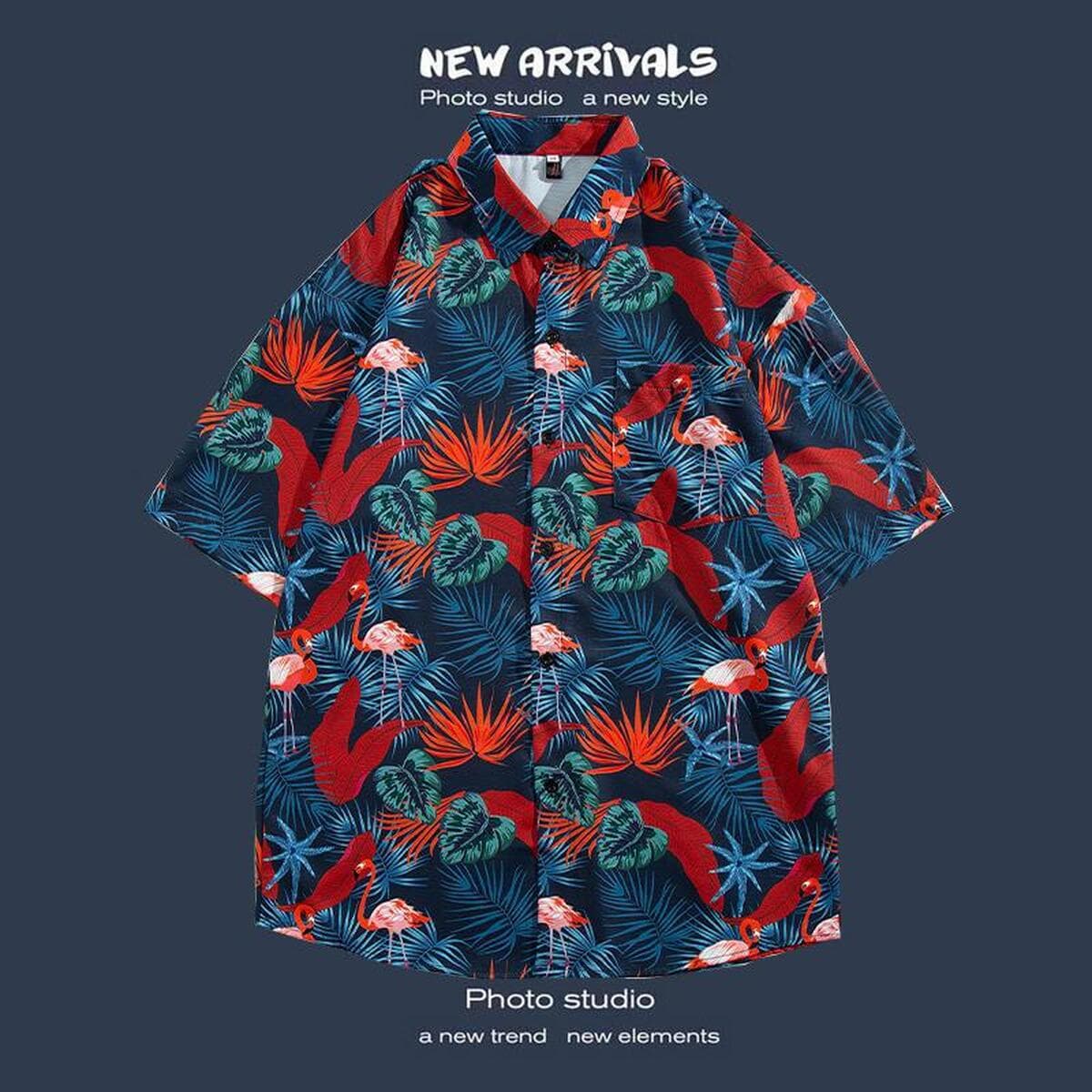 Рубашка с короткими рукавами и цветочным принтом, островной Хайнань, пляжный гонконгский стиль, стиль Sanya Xiawei, тайская...