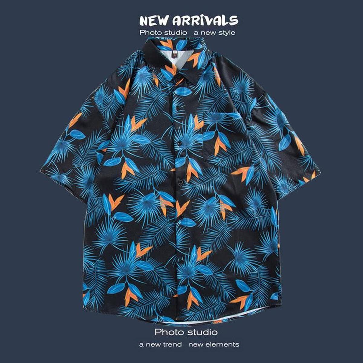 Рубашка с короткими рукавами и цветочным принтом, островной Хайнань, пляжный гонконгский стиль, стиль Sanya Xiawei, тайская...