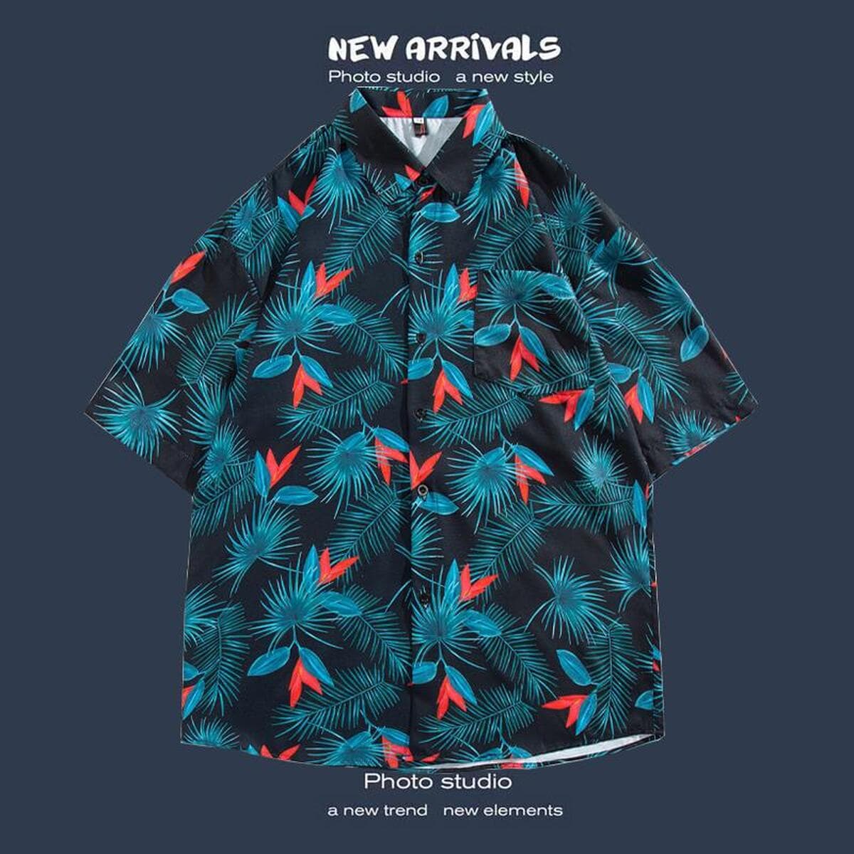 Рубашка с короткими рукавами и цветочным принтом, островной Хайнань, пляжный гонконгский стиль, стиль Sanya Xiawei, тайская...