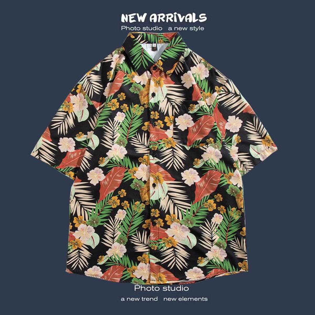 Рубашка с короткими рукавами и цветочным принтом, островной Хайнань, пляжный гонконгский стиль, стиль Sanya Xiawei, тайская...