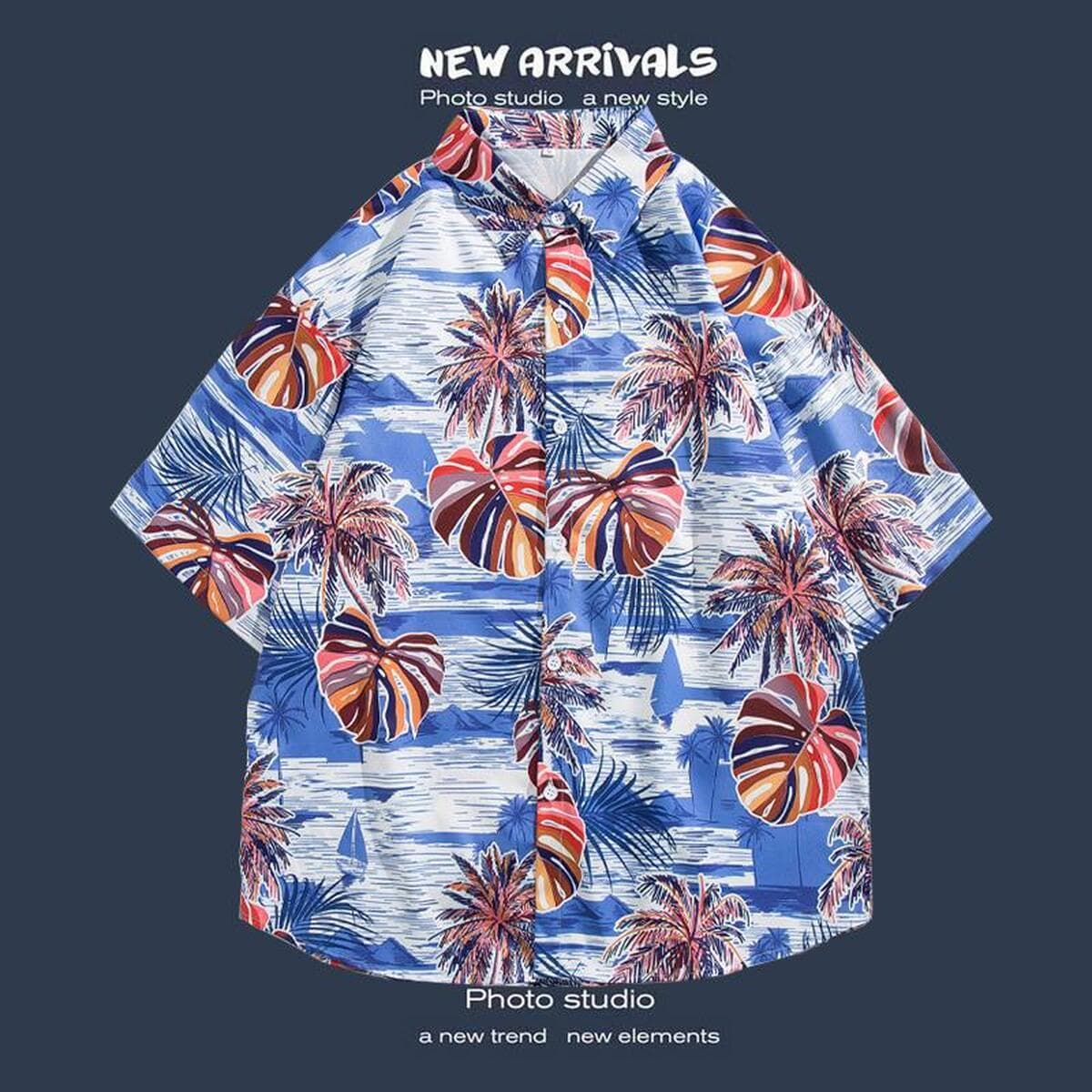 Рубашка с короткими рукавами и цветочным принтом, островной Хайнань, пляжный гонконгский стиль, стиль Sanya Xiawei, тайская...