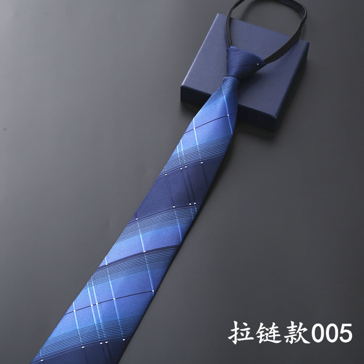 Мужской деловой Официальный галстук на молнии Жених Свадебный синий полосатый корейский стиль черный ленивый галстук