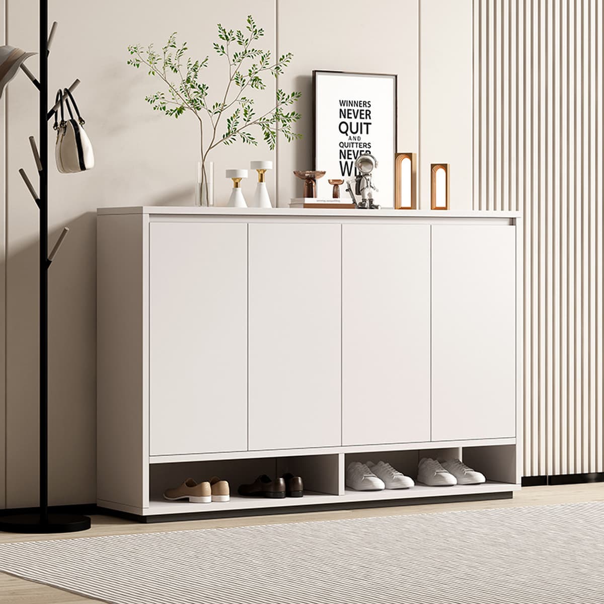 Многоярусный шкаф для обуви из массива дерева для прихожей, со встроенной перегородкой, новая модель 2026 года, большой...