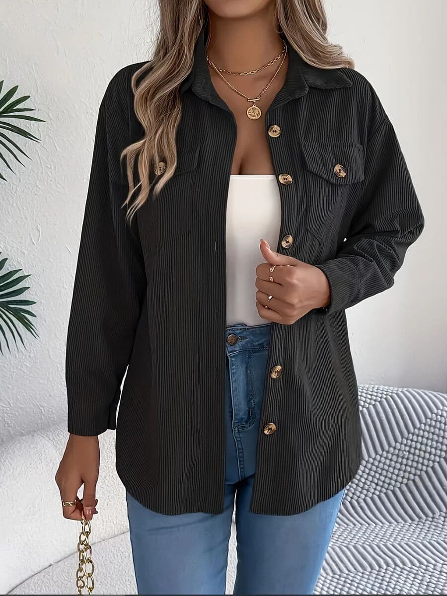 Женская вельветовая рубашка с длинным рукавом для трансграничной торговли, высококачественная, осенняя новинка, простая...