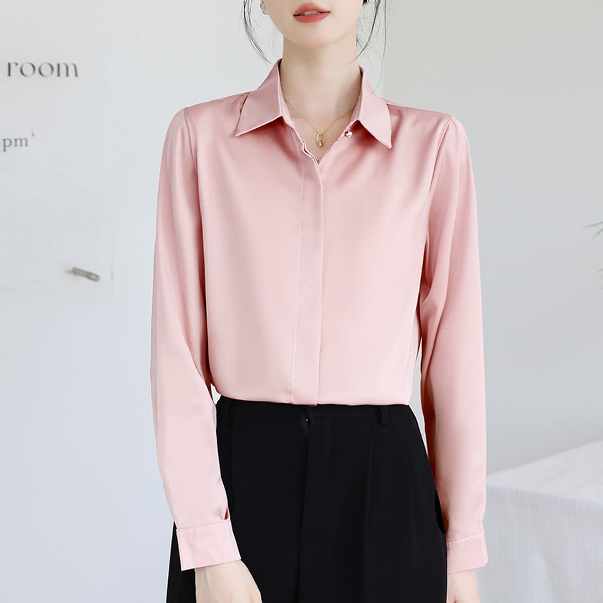 Женская рубашка из сатина для деловых встреч и собеседований, осень-зима 2025, белая, немнущаяся, с длинным рукавом,...