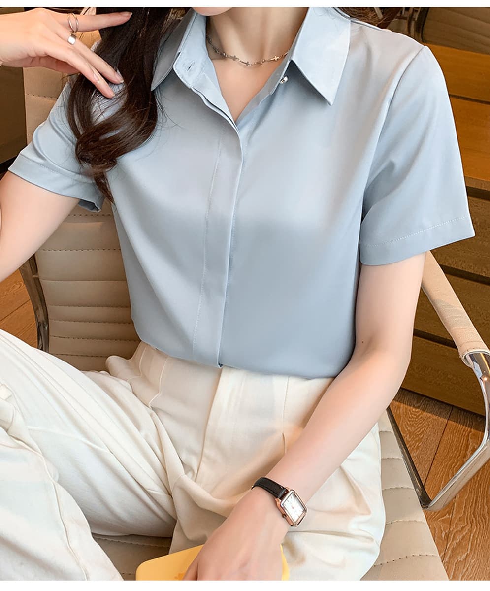 Женская рубашка из сатина для деловых встреч и собеседований, осень-зима 2025, белая, немнущаяся, с длинным рукавом,...