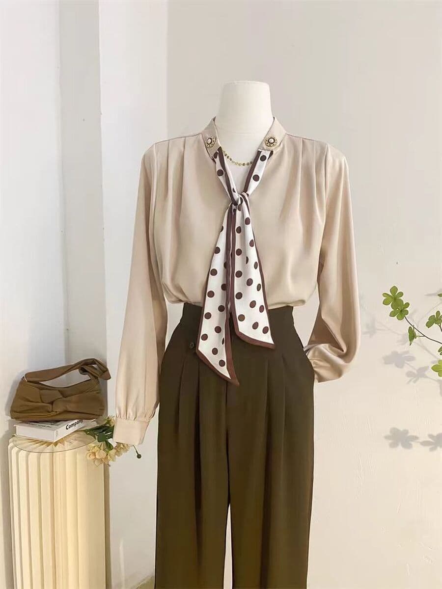 Шифоновая женская блузка для ранней весны и осени, новая модель весна-осень 2026, дизайнерская женская блузка премиум-класса...