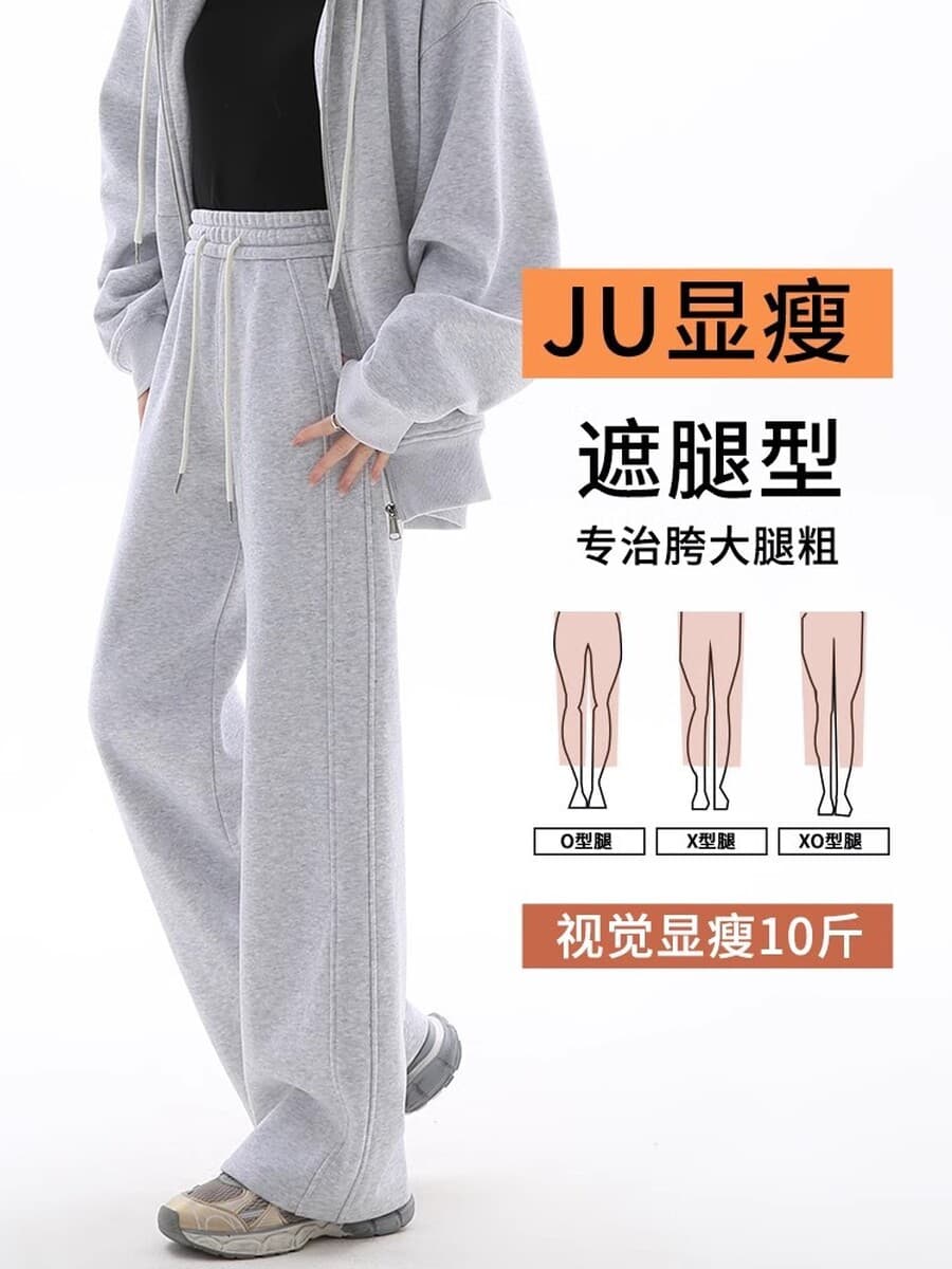 Широкие брюки в стиле Lulu для женщин, осенне-зимние повседневные прямые брюки на флисовой подкладке, спортивные брюки с...