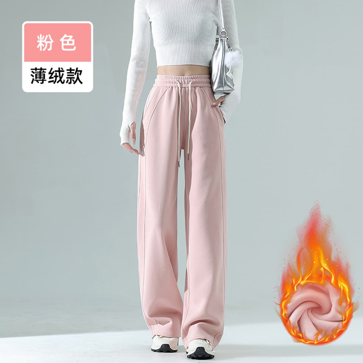 Широкие брюки в стиле Lulu для женщин, осенне-зимние повседневные прямые брюки на флисовой подкладке, спортивные брюки с...