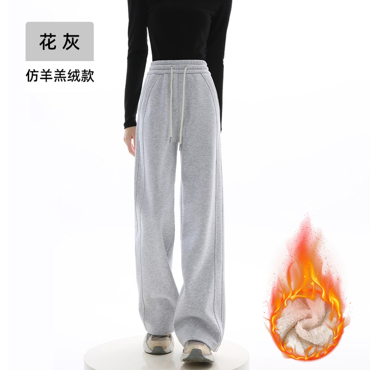 Широкие брюки в стиле Lulu для женщин, осенне-зимние повседневные прямые брюки на флисовой подкладке, спортивные брюки с...