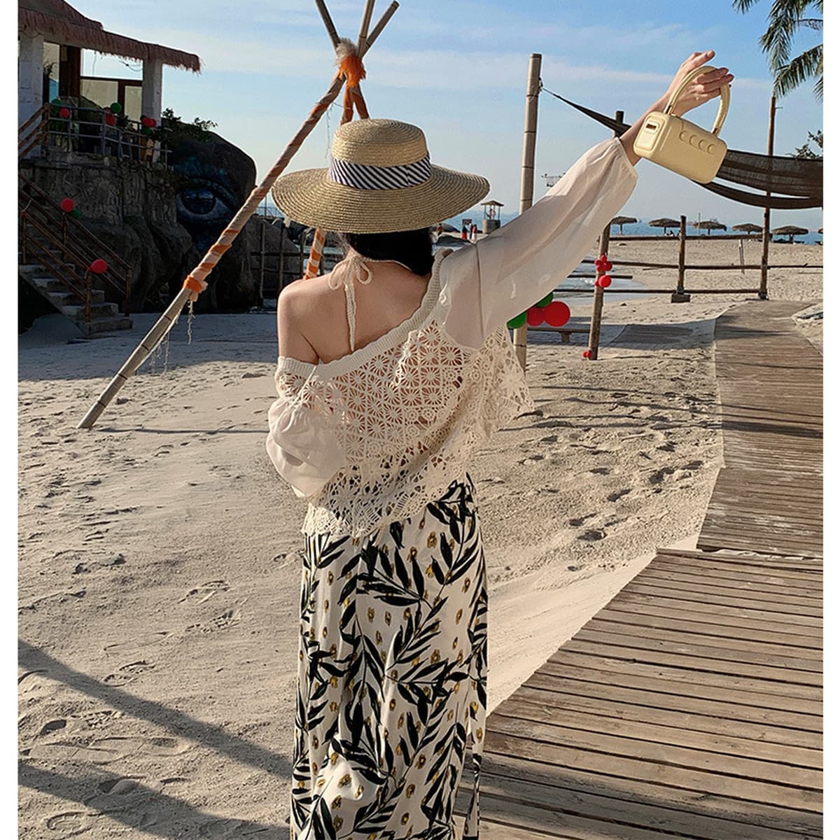 Богемные пляжные кюлоты, женская летняя Приморская одежда, тонкие брюки с широкими штанинами и цветочным принтом, брюки со...