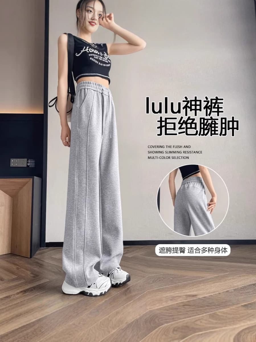 Серые спортивные брюки для женщин, осенне-зимние, свободного кроя, прямые, утолщенные повседневные брюки, маленький размер,...