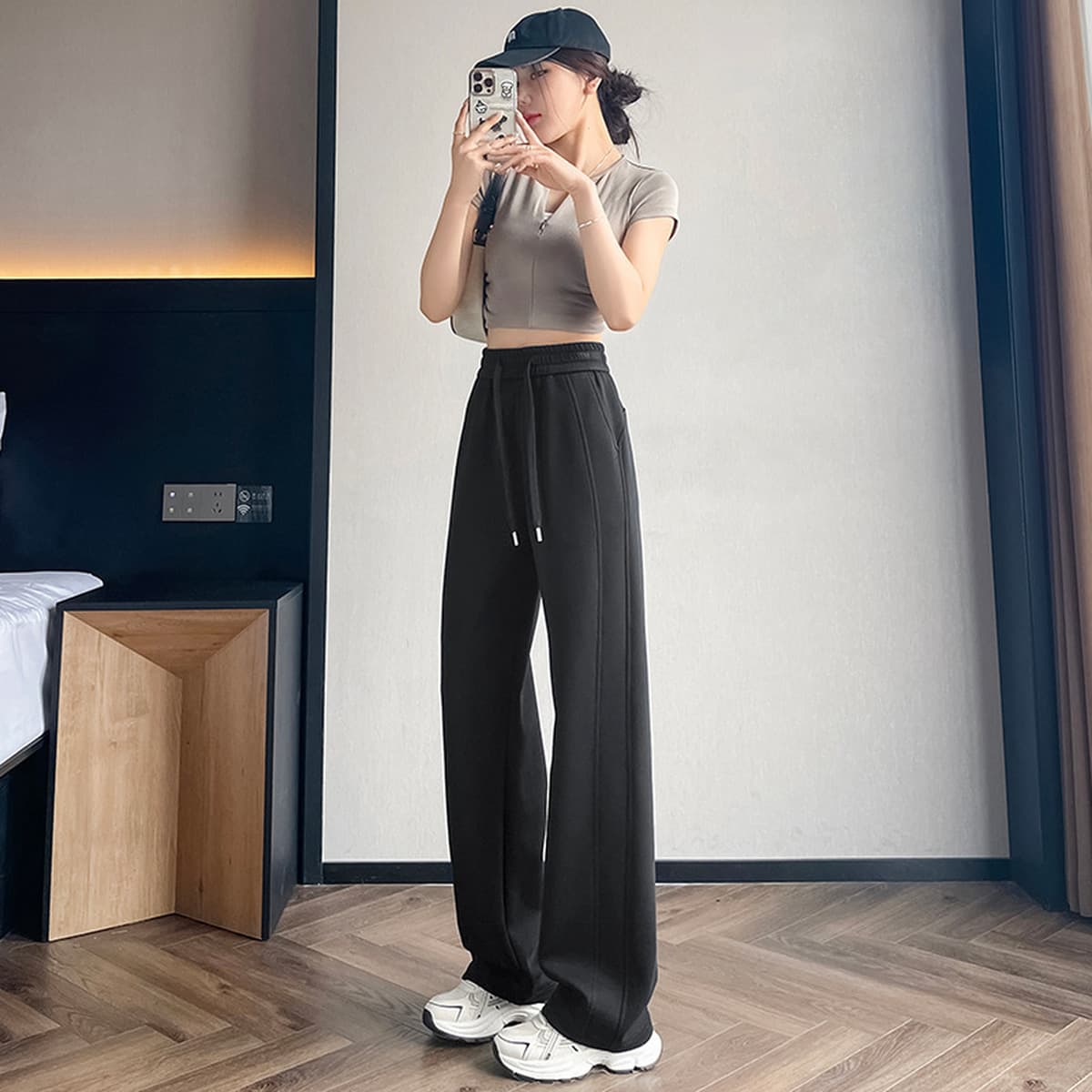 Серые спортивные брюки для женщин, осенне-зимние, свободного кроя, прямые, утолщенные повседневные брюки, маленький размер,...