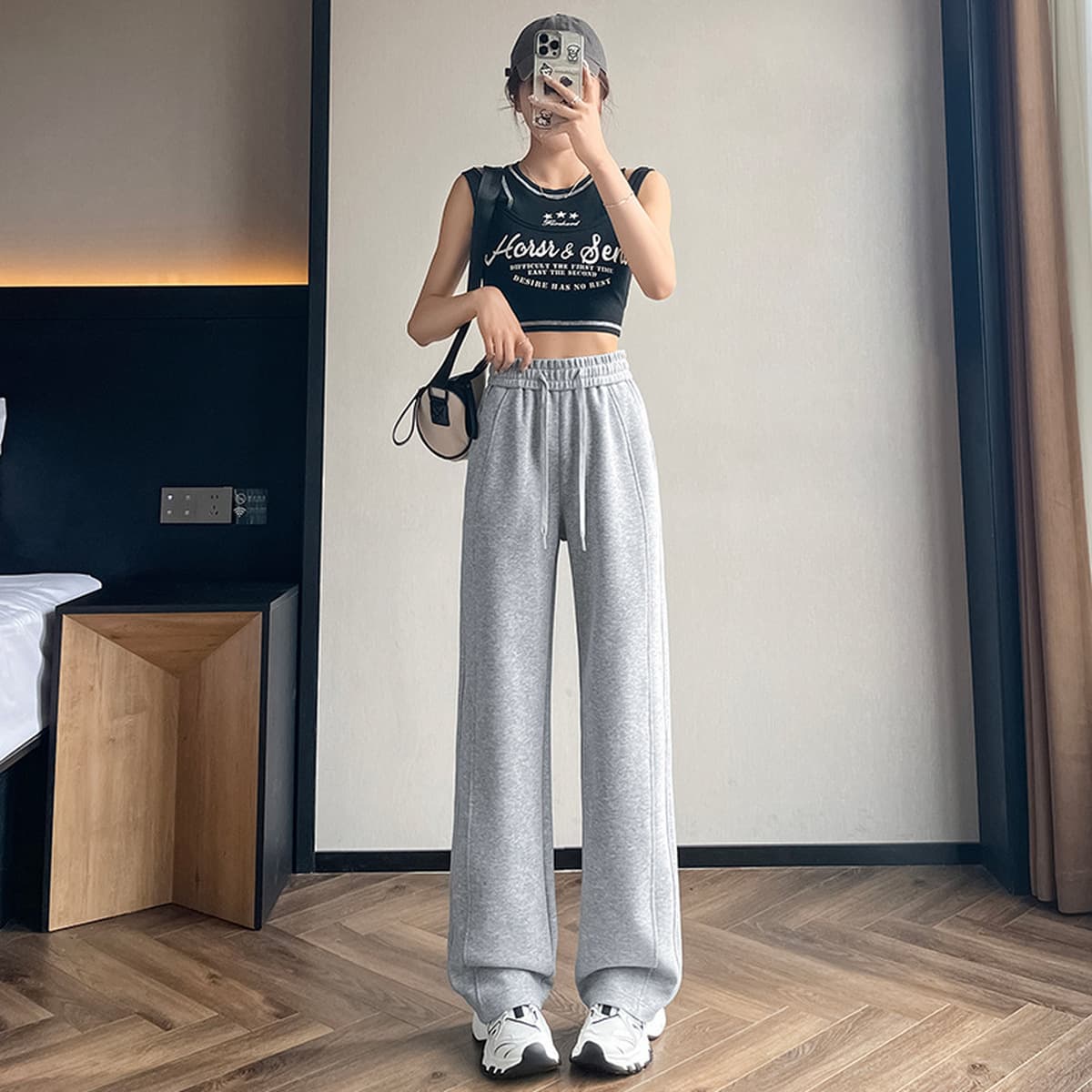 Серые спортивные брюки для женщин, осенне-зимние, свободного кроя, прямые, утолщенные повседневные брюки, маленький размер,...