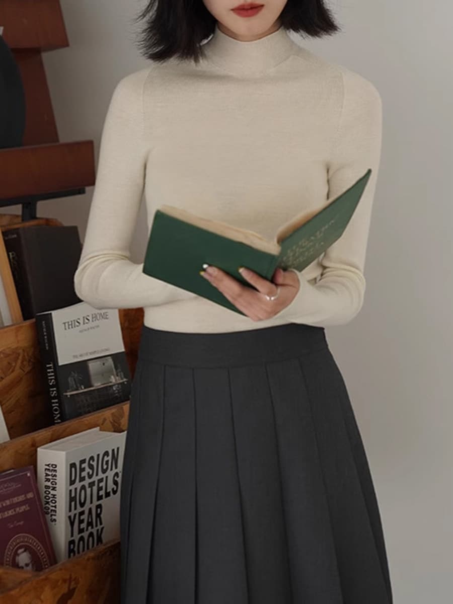 Немецкая Янцзы пряжа шерстяная цельнолитая трикотажная нижняя рубашка женская полуводолазка