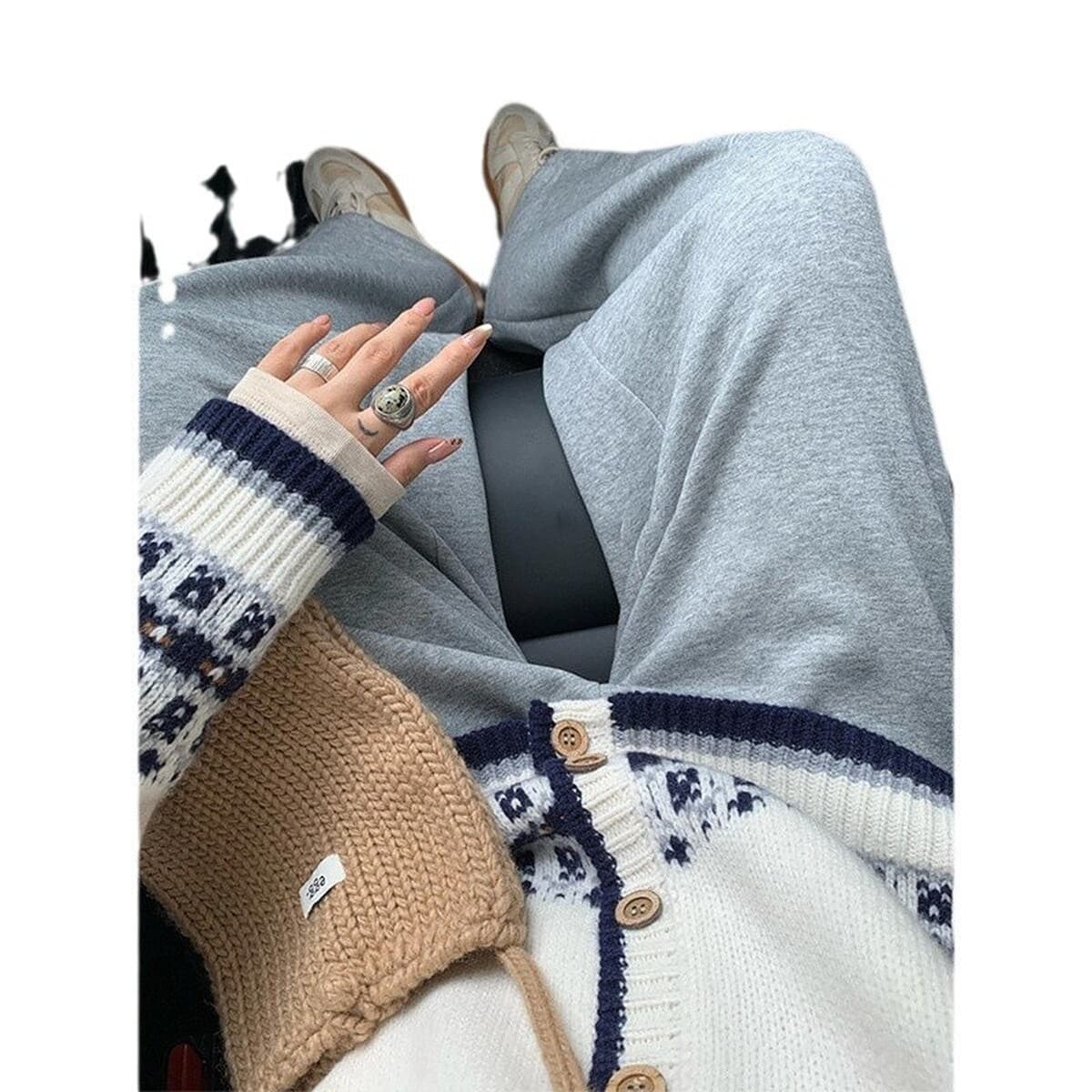 Женский кардиган KANING в стиле ретро Fair Isle с жаккардовым узором, мягкий вощеный свитер-жакет, новинка осени-зимы 2025...