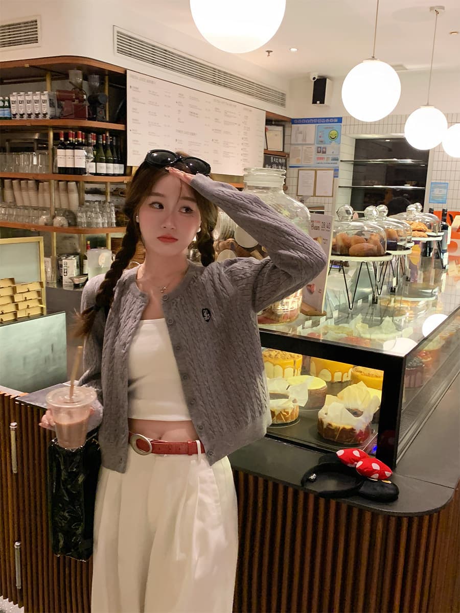 Желтый вязаный кардиган для женщин, новинка 2025 года, укороченный, повседневный, весенне-осенний, крупной вязки, с эффектом...