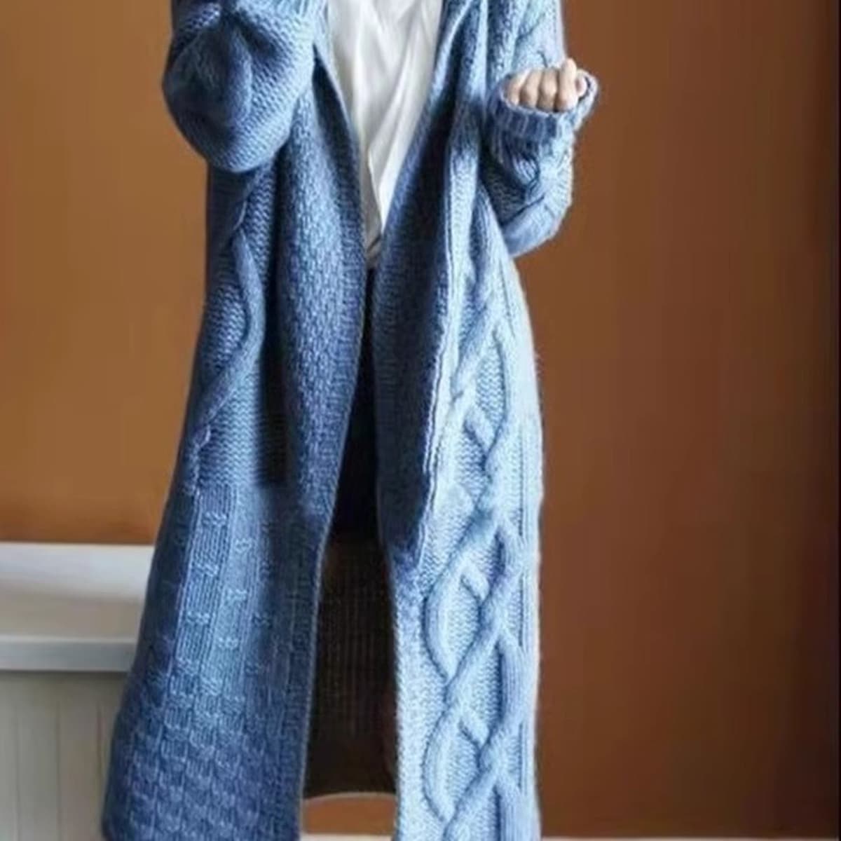 Женский шикарный корейский кардиган средней длины в стиле ленивого кэжуал, свободный, с косой вязкой, для трансграничной...