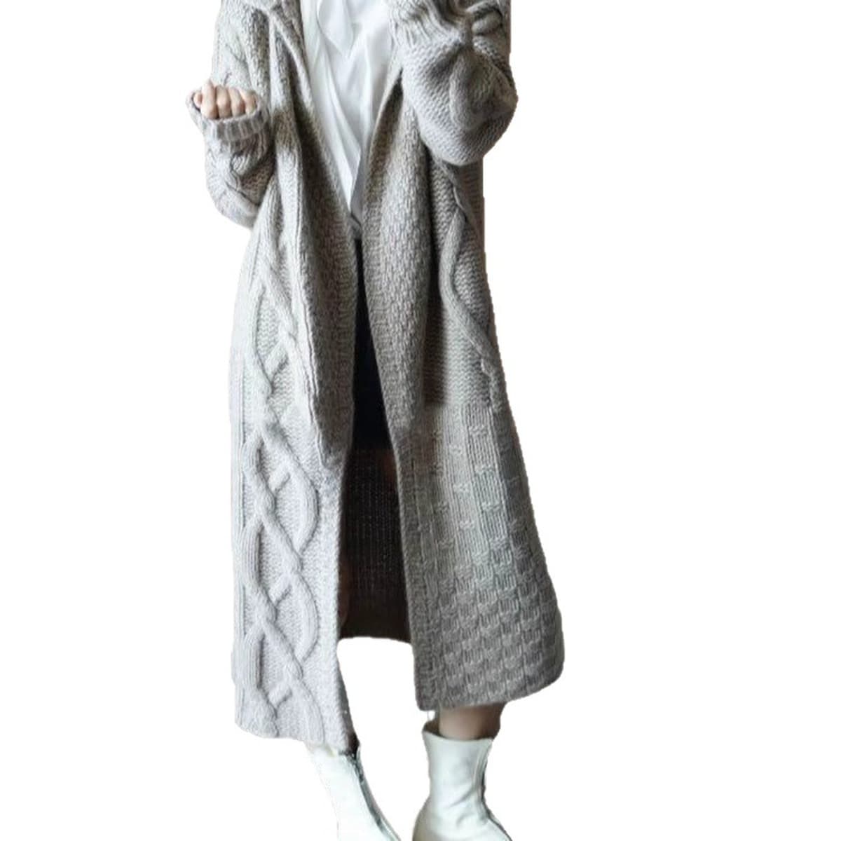 Женский шикарный корейский кардиган средней длины в стиле ленивого кэжуал, свободный, с косой вязкой, для трансграничной...