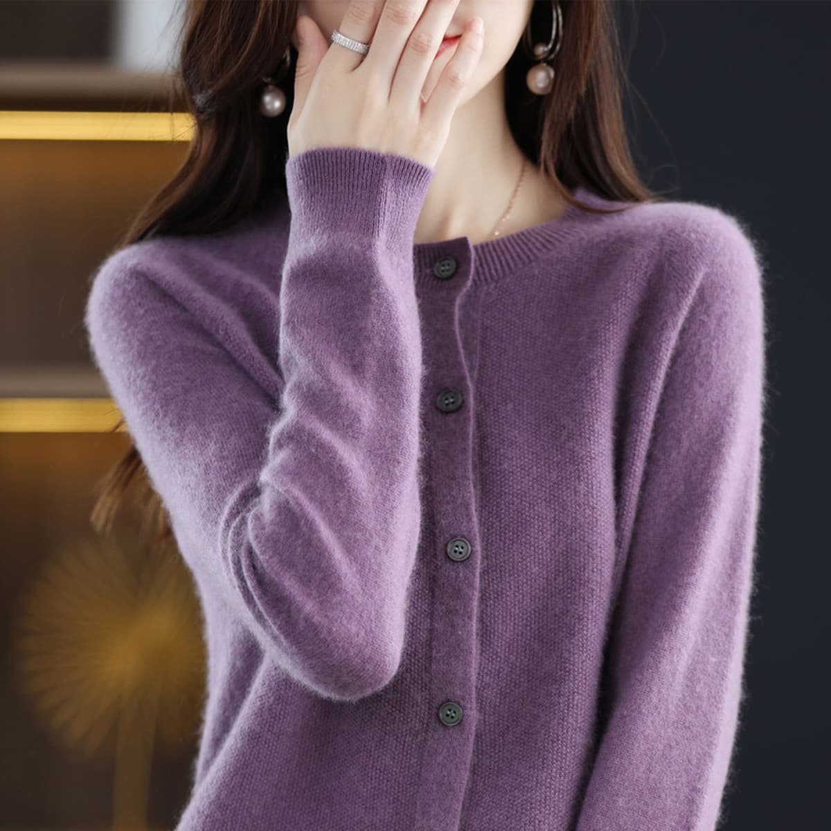 Готовый шерстяной свитер в одну линию, Женский вязаный кардиган, утягивающий свитер, пальто, осенне-зимний базовый Свободный...
