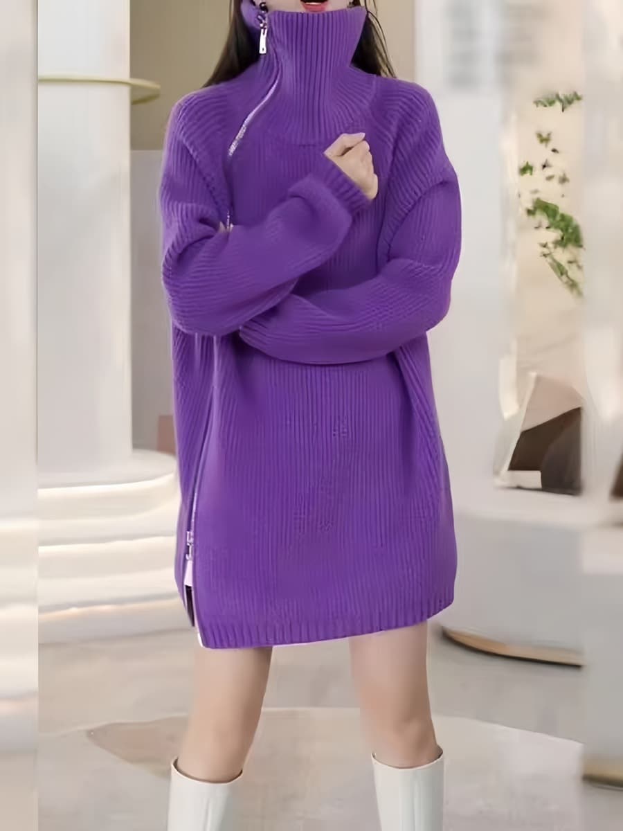 Осенний и зимний толстый иностранный свитер кардиган на молнии топ куртка с длинными рукавами