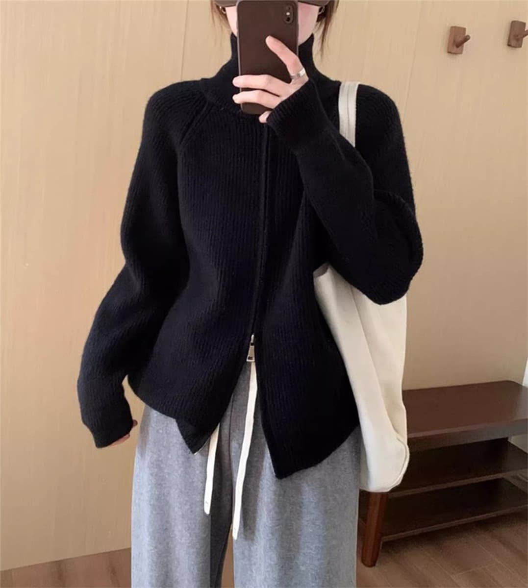Женский свитер-куртка с высоким воротником и молнией, в корейском стиле, новый осенне-зимний стиль, классический, простой,...