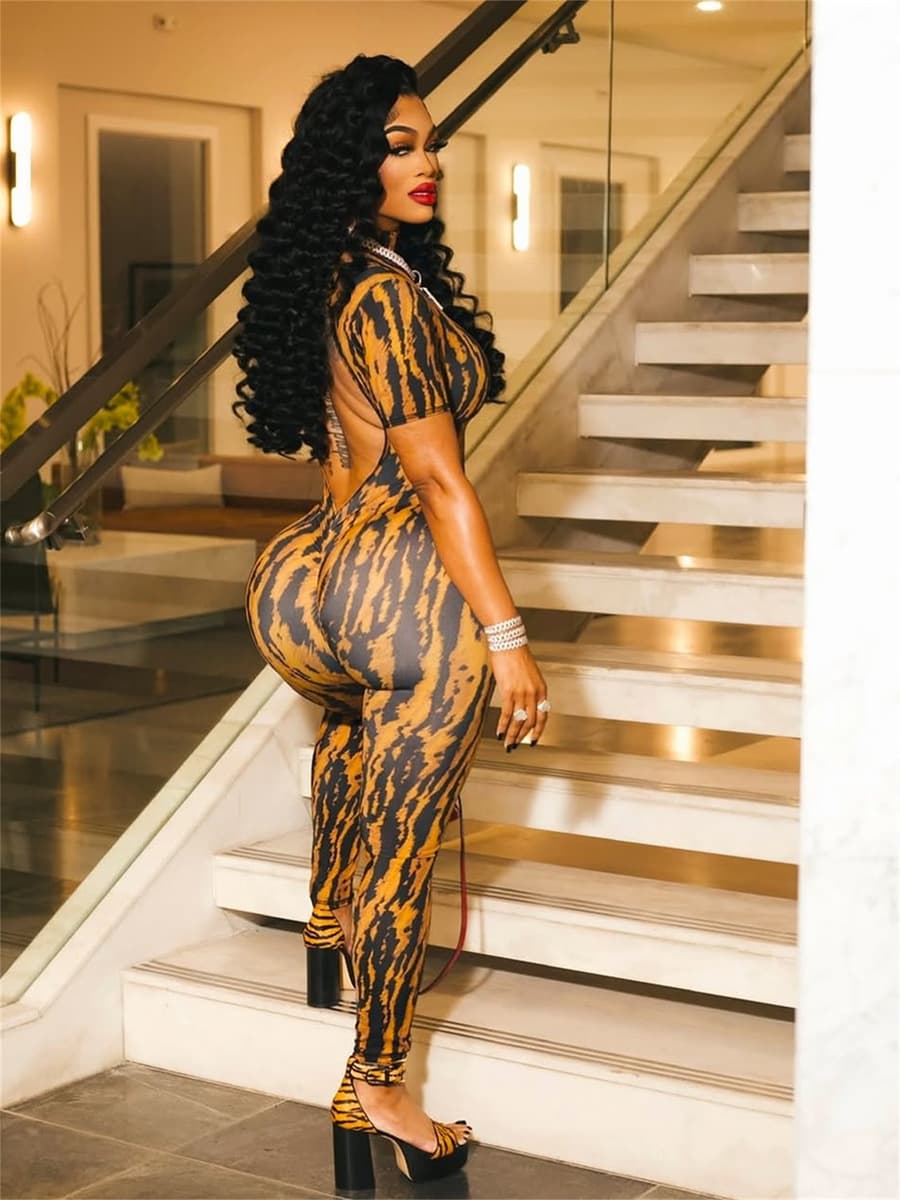 D9758 Amazon, популярная в Европе и Америке женская одежда, сексуальный комбинезон в полоску с принтом на спине и короткими...