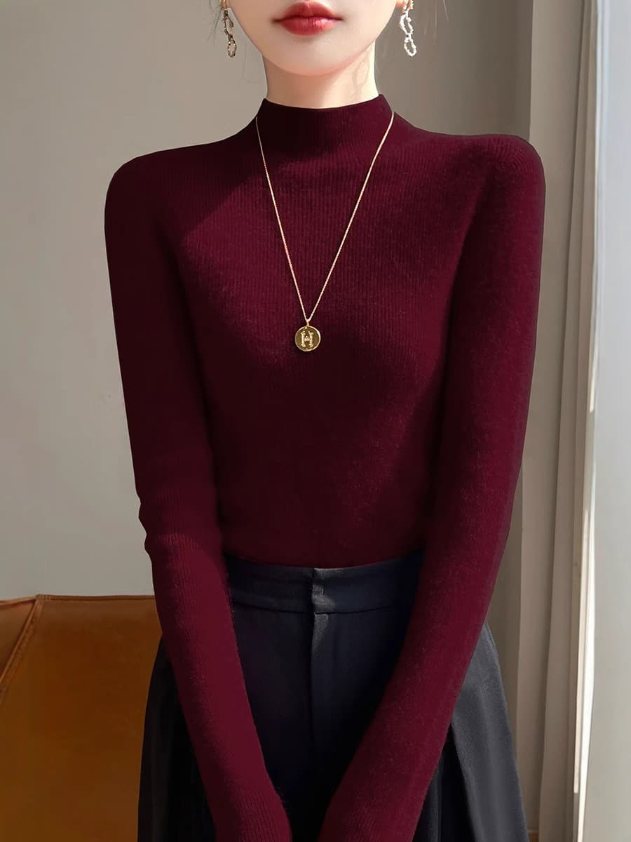 Бесшовный трикотаж базовый свитер кашемировый шелковый свитер женский осенний и зимний полувысокий воротник