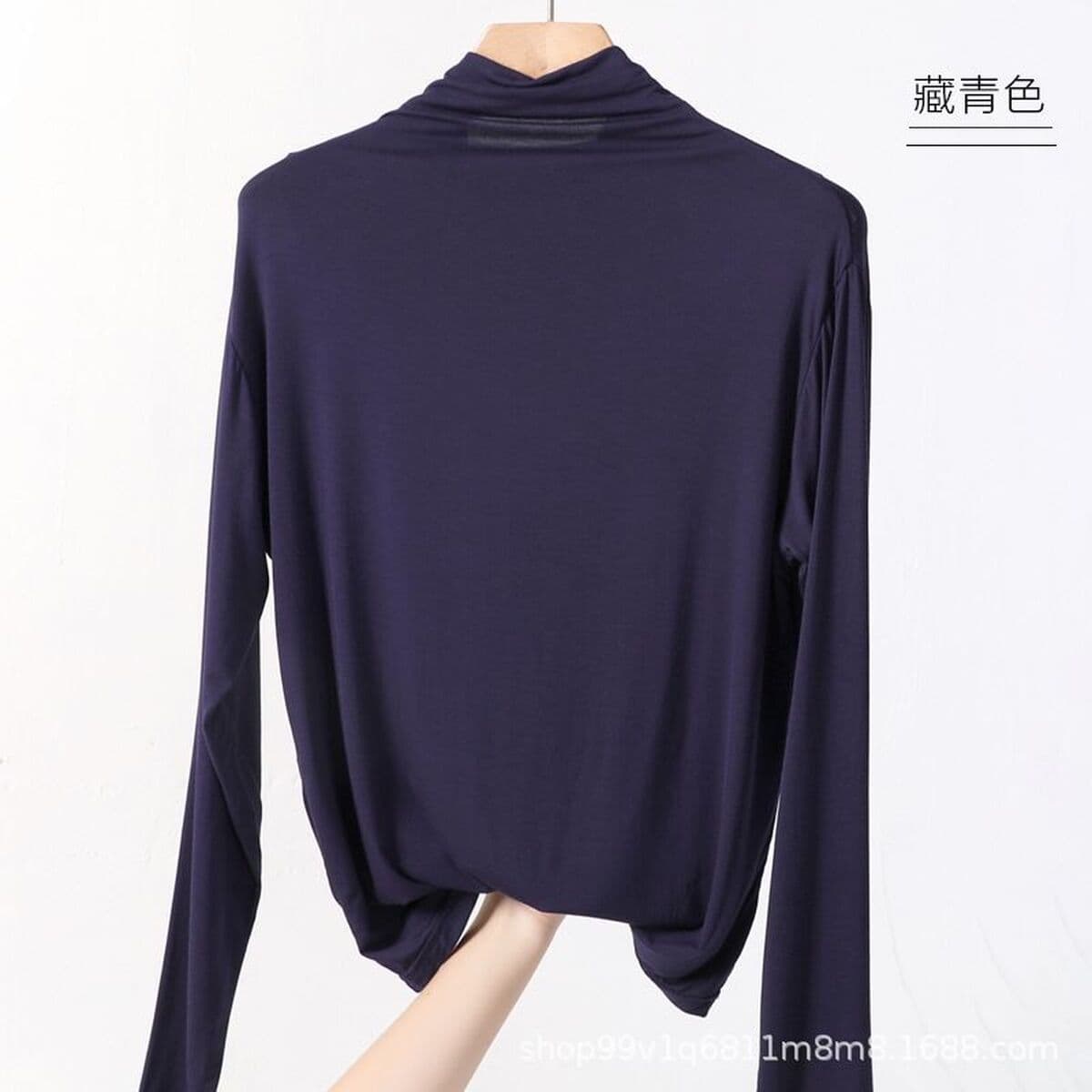 Модальная Базовая рубашка с воротником до локтя, Женская весенне-осенняя футболка с длинными рукавами больших размеров с...