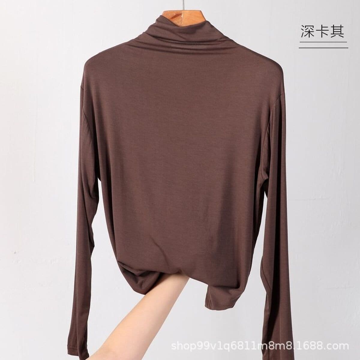 Модальная Базовая рубашка с воротником до локтя, Женская весенне-осенняя футболка с длинными рукавами больших размеров с...