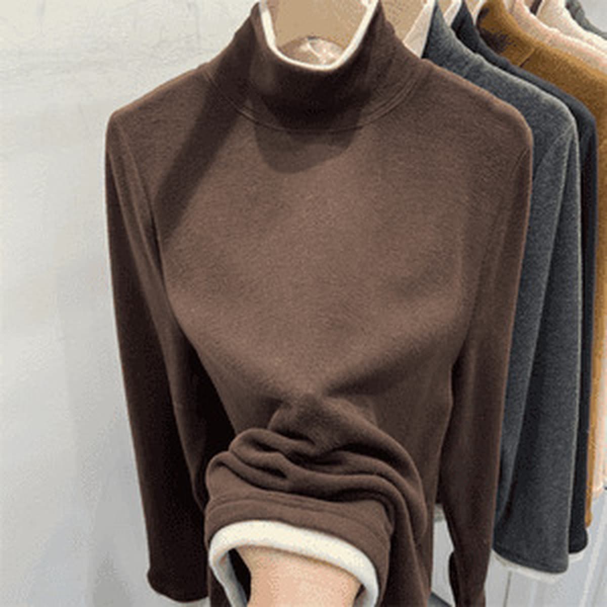 Толстая матовая футболка с длинными рукавами, зимняя мягкая клейкая рубашка с высоким воротником, теплая нижняя рубашка,...