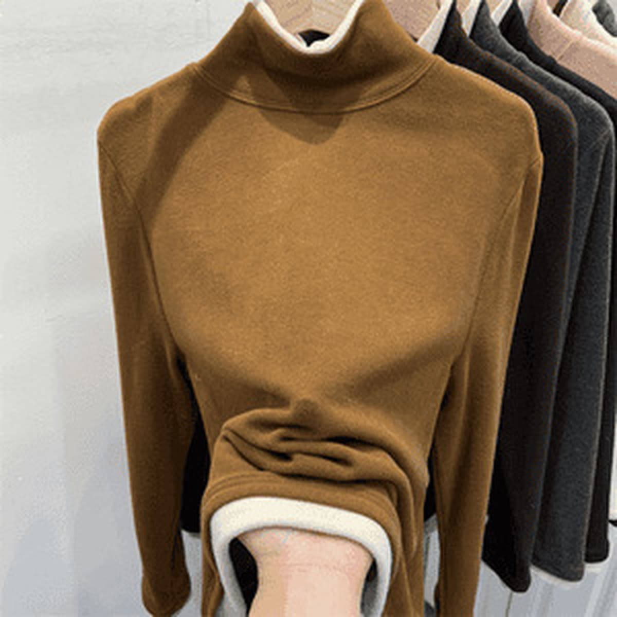 Толстая матовая футболка с длинными рукавами, зимняя мягкая клейкая рубашка с высоким воротником, теплая нижняя рубашка,...
